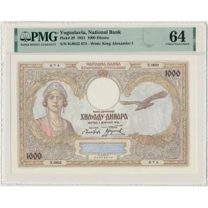 Juhoslávia, 1 000 dinárov 1931 - PMG 64
