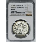 Německo, Pruské království, Vilém II., 3 marky Berlín 1913 A - NGC MS64