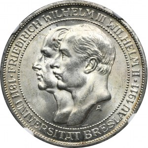Německo, Pruské království, Vilém II., 3 marky Berlín 1911 A - NGC MS64