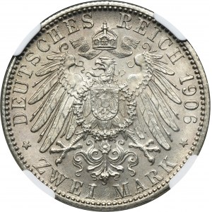 Německo, Bádensko, Fridrich I., 2 marky Karlsruhe 1906 - NGC MS65