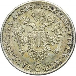 Rakúsko, Ferdinand I., 5 Krajcars Viedeň 1838 A