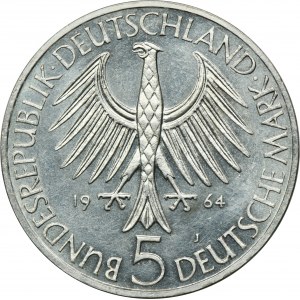 Nemecko, SRN, 5 Mark Hamburg 1964 J - 150. výročie úmrtia Johanna Gottlieba Fichteho