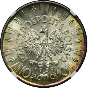 Piłsudski, 10 zlatých 1939 - NGC MS63