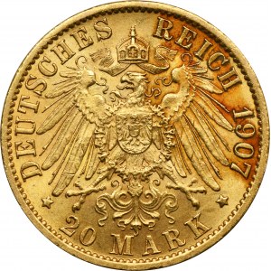 Germany, Kingdom of Prussia, Wilhelm II, 20 Marek Berlin 1907 A