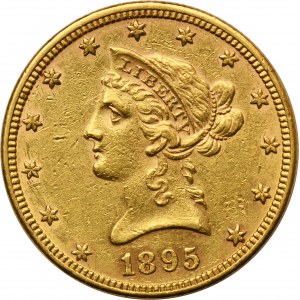USA, 10 USD Philadelphia 1895 - Hlava slobody