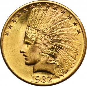 USA, 10 dolarů Philadelphia 1932 - Indiánská hlava