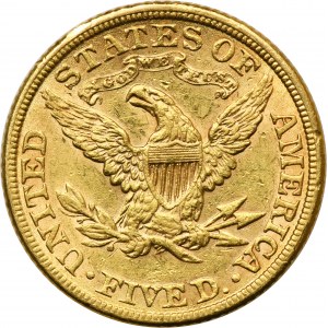 USA, 5 dolarů Philadelphia 1881 - Hlava svobody