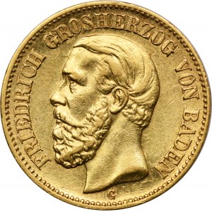 Německo, Baden, Frederick I, 20 Mark Karlsruhe 1894 G