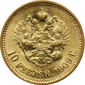 Rusko, Mikuláš II., 10 rublů Petrohrad 1909 Э-Б - RUSKO