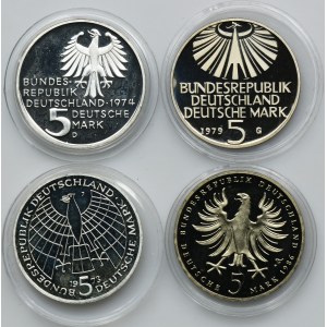 Set, Germany, FRG, 5 Mark (4 pcs.)