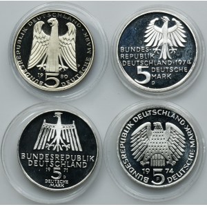 Set, Germany, FRG, 5 Mark (4 pcs.)