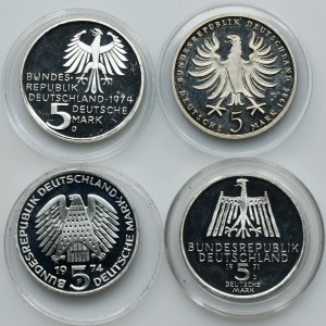Set, Germany, FRG, 5 Mark (4 pcs.)
