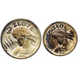 Zestaw, 1 złoty i 2 złote Londyn 1925 (2 szt.)