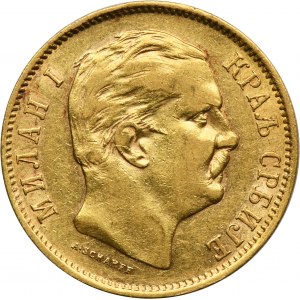 Serbia, Milan I, 10 Dinar Wien 1882 V