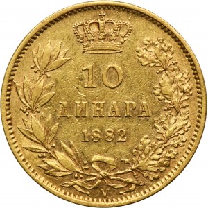 Serbia, Milan I, 10 Dinar Wien 1882 V