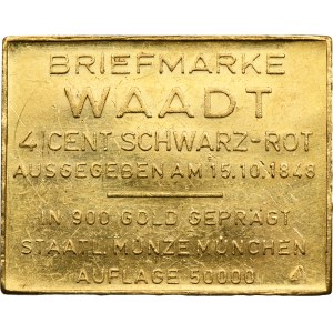 Switzerland, Golden postage stamp, 4 Cents 1848