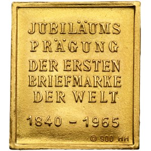 Switzerland, Golden postage stamp, 1 Penny 1965 - the first stamp in the world 1840