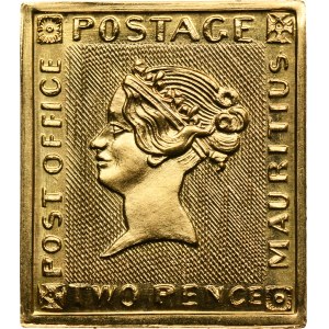 Switzerland, Golden postage stamp, 2 Pence Mauritius 1964