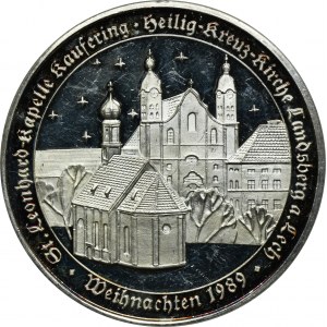Nemecko, medaila s vyobrazením kostola Svätého kríža Landsberg am Lech 1989