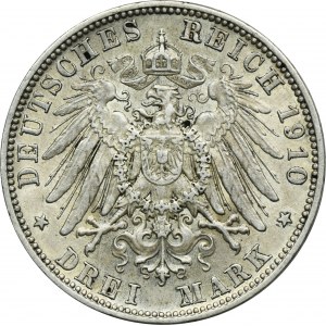Germany, Bavaria, Otto, 3 Mark Munich 1910 D