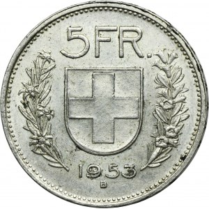Švajčiarsko, 5 frankov Bern 1953 B