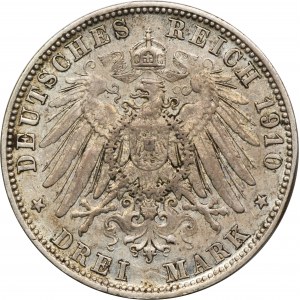 Německo, Bavorsko, Otto, 3 marky Mnichov 1910 D
