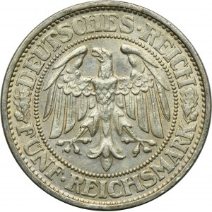 Nemecko, Weimarská republika, 5 mariek Karlsruhe 1932 G - Dub