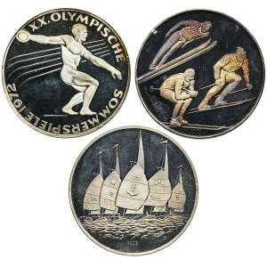 Súbor, Nemecko, Pamätné medaily k olympijským hrám 1972 (3 ks)
