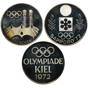 Súbor, Nemecko, Pamätné medaily k olympijským hrám 1972 (3 ks)