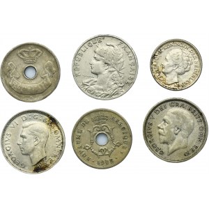 Sada, Spojené království, Francie, Berlgia, Rumunsko a Nizozemsko, Smíšené mince (6 kusů).