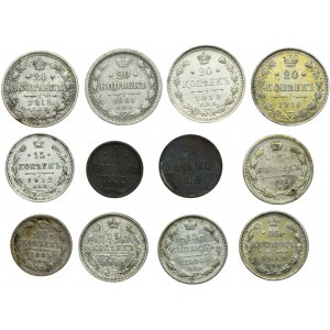 Set, Russia, Alexander II and Nicholas II, Denezhka and Kopeck (12 pcs.)