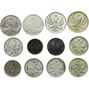 Set, Russia, Alexander II and Nicholas II, Denezhka and Kopeck (12 pcs.)