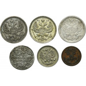 Súbor, Poľsko a Rusko, Žigmund III Vaza a Mikuláš II, Trojak a kópie (6 kusov).
