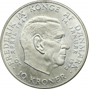 Denmark, Margaret II, 10 Kroner Copenhagen 1972 - Death of Frederick IX and the accession of Margaret II to the throne