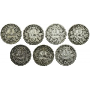 Set, Germany, German Empire, Wilhelm I, 1 Mark (7 pcs.)