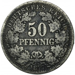 Germany, German Empire, Wilhelm I, 50 Pfennig Dresden 1877 E - RARE