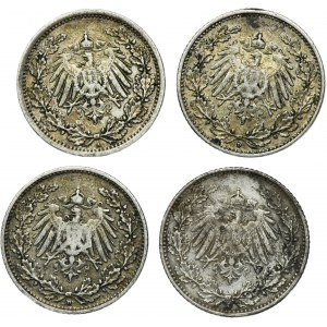 Set, Germany, German Empire, Wilhelm II, 1/2 Mark (4 pcs.)
