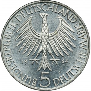 Germany, FRG, 5 Mark Hamburg 1964 J - 150th anniversary of the death of Johann Gottlieb Fichte