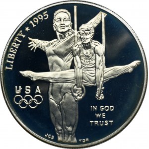 USA, 1 dolar Philadelphia 1995 P - Olympijské hry Centenary, Gymnastika