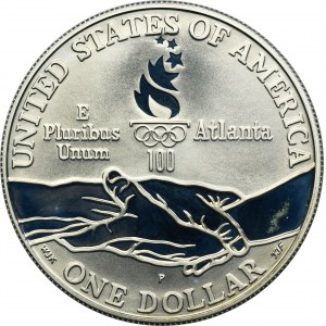 USA, 1 dolar Philadelphia 1995 P - Olympijské hry Centenary, Gymnastika