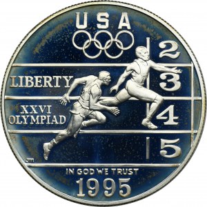 USA, 1 dolar Philadelphia 1995 P - Olympijské hry v Atlantě, atletika