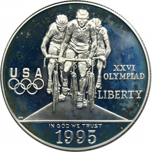 USA, 1 Dollar Philadelphia 1995 P - Atlanta Olympic Games, Cycling