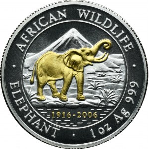 Somalia, 100 Shillings Munich 2006 African fauna - African elephant