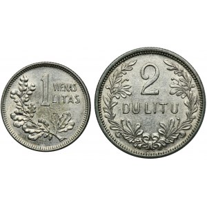 Súprava, Litva, 1 litas a 2 litasy Kaunas 1925 (2 ks).