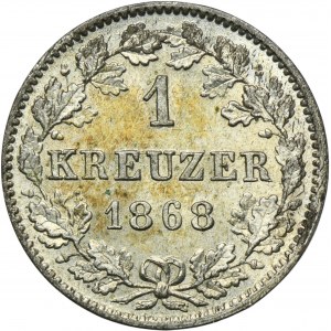 Germany, Kingdom of Württemberg, Karl I, 1 Kreuzer Stuttgart 1868