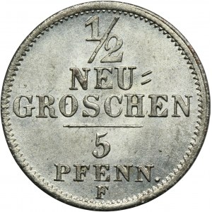 Nemecko, Saské kráľovstvo, Fridrich August II, 1/2 New Grosz = 5 Fenig Dresden 1855 F
