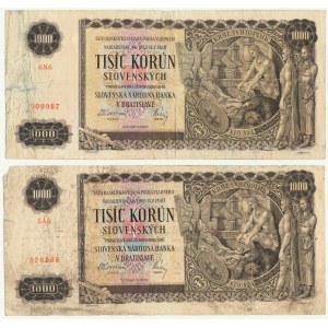 Slovensko, 1 000 korún 1940 (2 kusy).