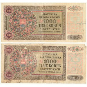 Slovensko, 1 000 korún 1940 (2 kusy).