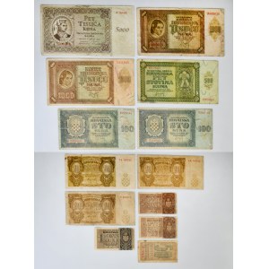 Croatia, lot 50 Banica-5.000 Kun 1941-44 (13 pcs.)