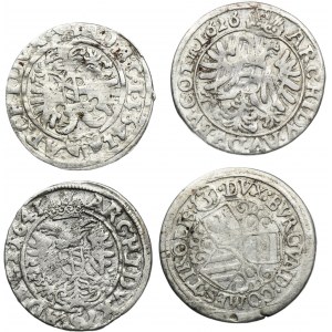 Set, Austria, Ferdinand II, Ferdinand III and Leopold V, 3 Kreuzer (4 pcs.)